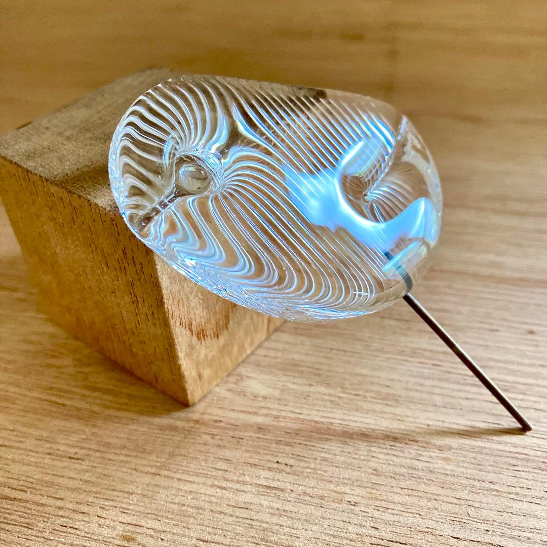 s*e様 【河上恭一郎】ガラス製 鳥のオブジェ 木製台座付き