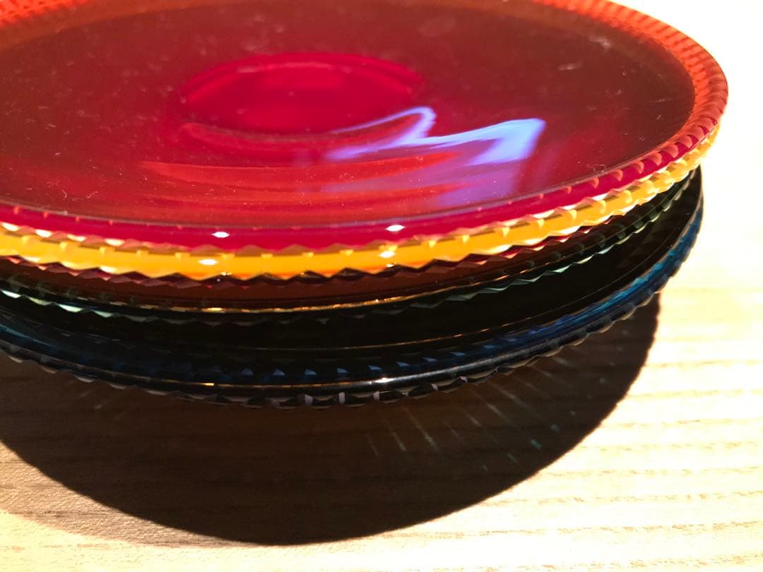 辻和美　factoryzoomer ガラスプレート　皿　レインボー　4枚　②