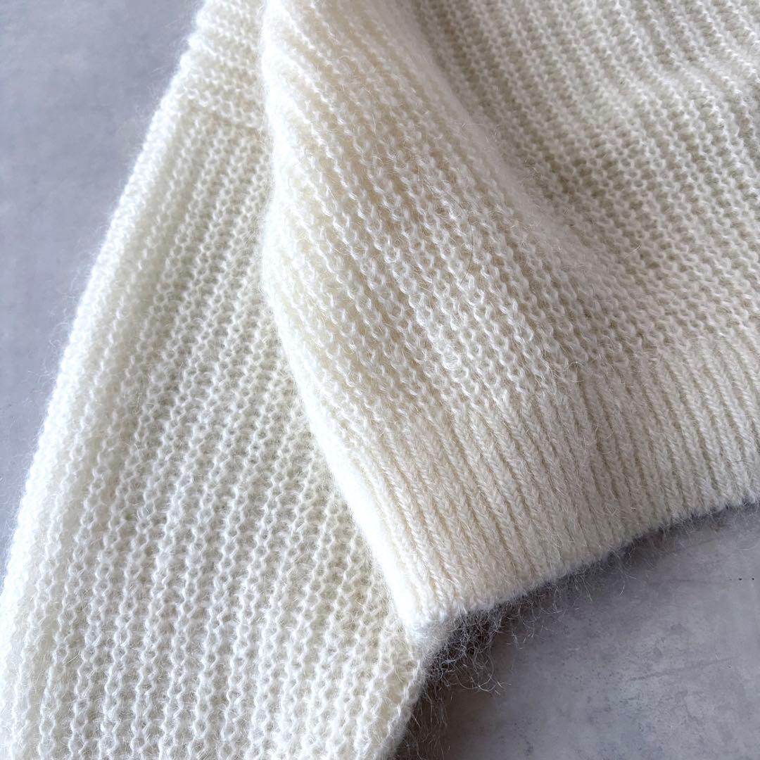 極美品　プラージュ　キッドモヘヤMix　カタアゼ　Vネック　プルオーバー　ニット