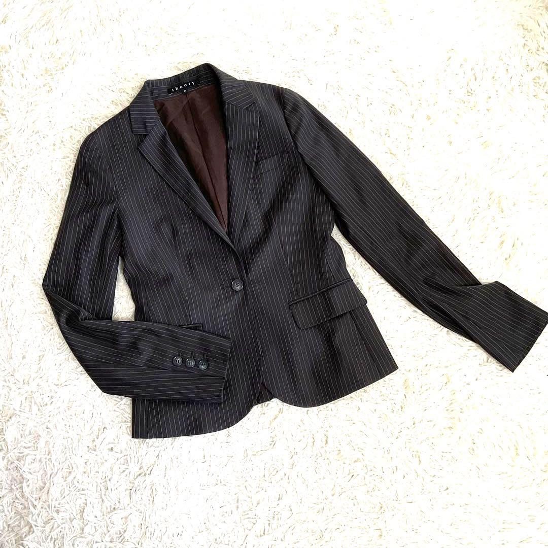 ♯257 theory セオリー パンツスーツ ストライプ 日本製 レディースS