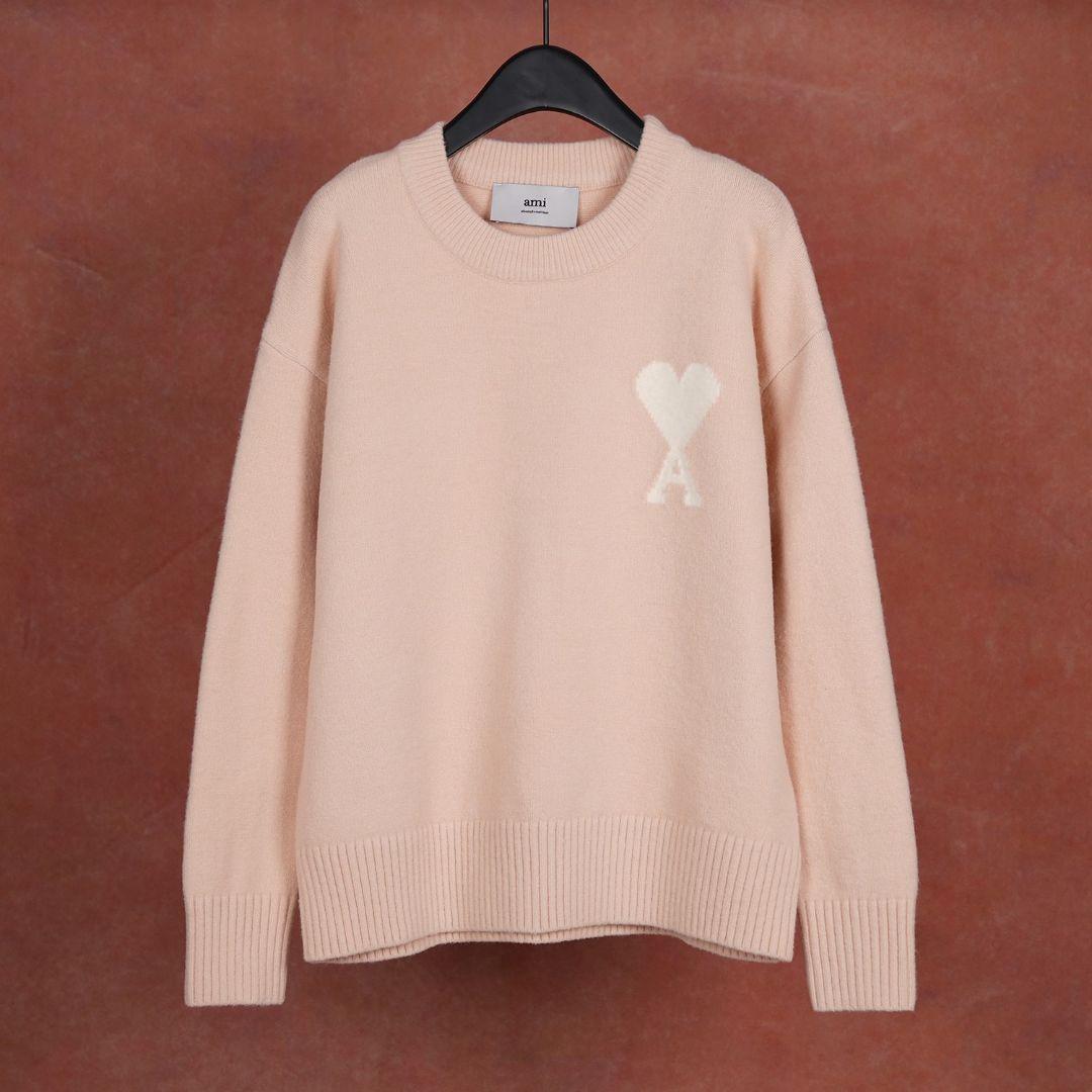 ami ピンク クルーネック セーター