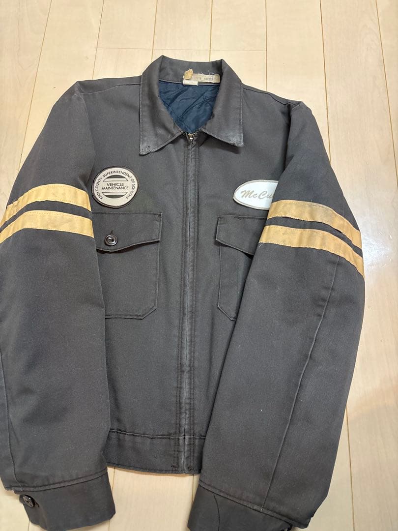 い*も様 【USA製】ヴィンテージ ワークジャケット 企業物 バスメカニック 袖