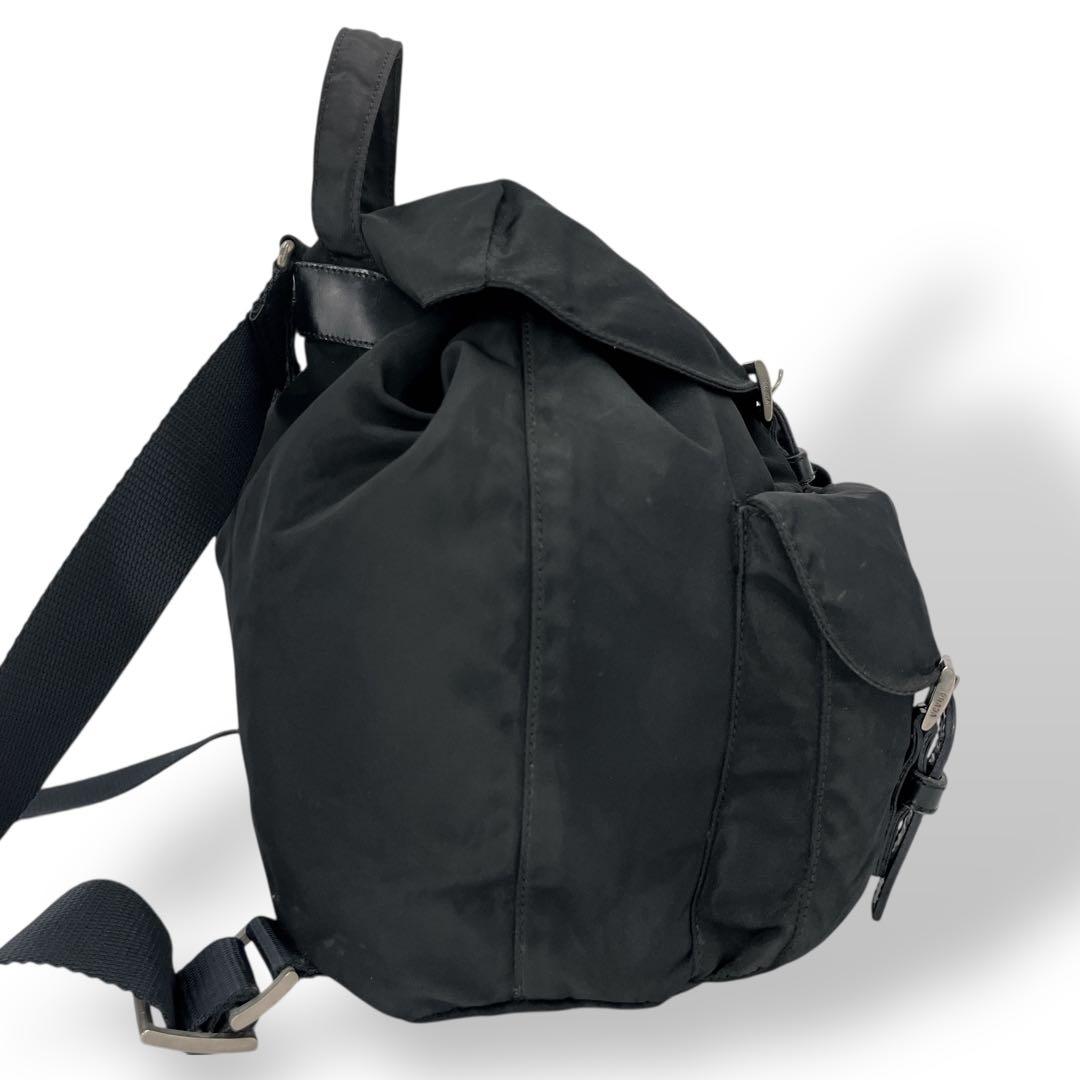 鑑定書付　プラダ　ミニリュック　巾着　三角ロゴ　バックパック　ブラック　ナイロン