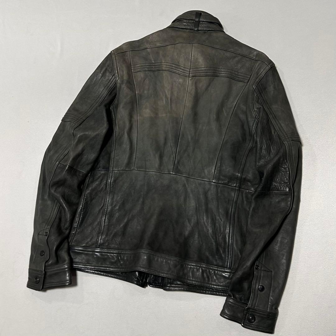 00s Nicole ラムレザー シングルライダース フェード ダブルジップ