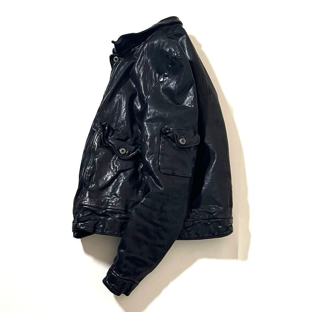【美品】サンタクローチェ　レザージャケット　バッファロー　タンニン鞣し　ブラック