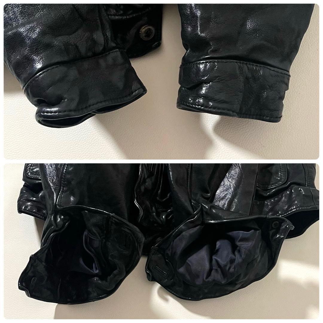 【美品】サンタクローチェ　レザージャケット　バッファロー　タンニン鞣し　ブラック