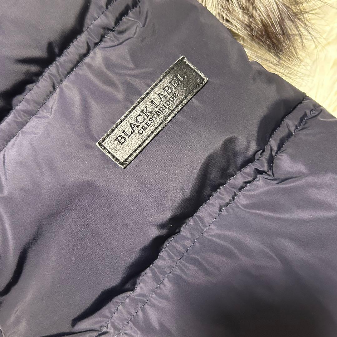 ブラックレーベルクレストブリッジ　ダウンジャケット　ベスト　ファー 紺　L