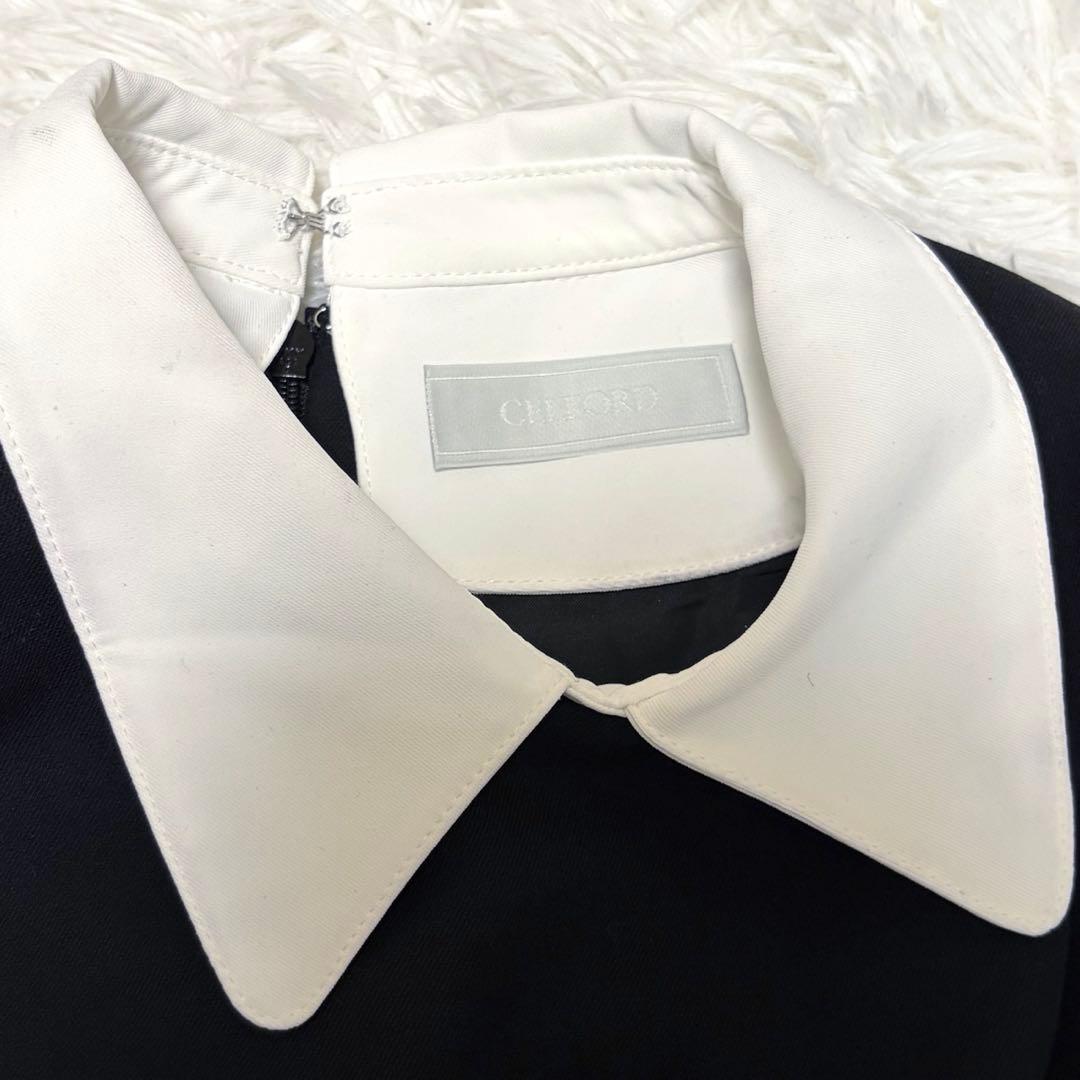 【美品】CELFORD 裾ファー切替Ａラインワンピース　36