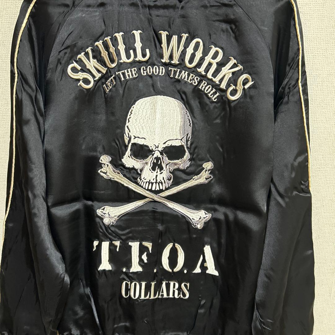 新品　スカルワークス　XL スカジャン　リバーシブル　ドクロ　ブラック　刺繍