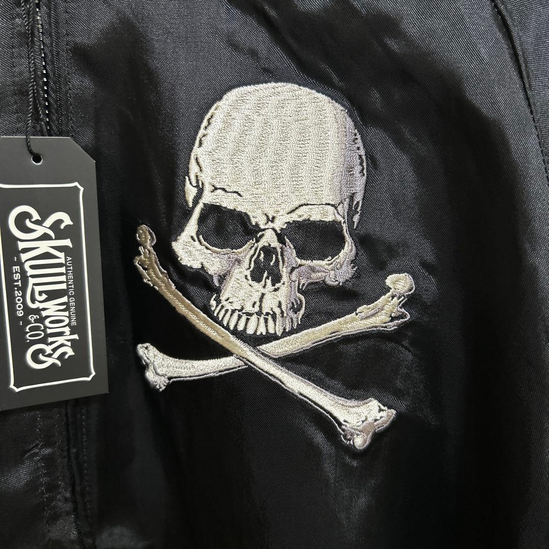 新品　スカルワークス　XL スカジャン　リバーシブル　ドクロ　ブラック　刺繍