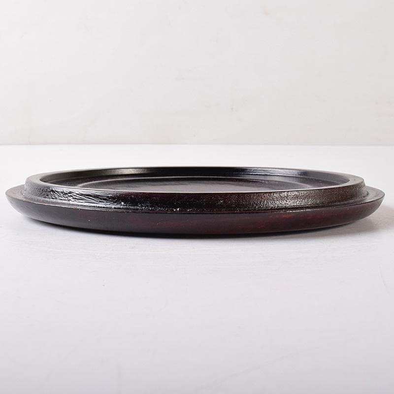 たまご中国　書道具　端渓硯　圓硯　唐木蓋付　C　7575