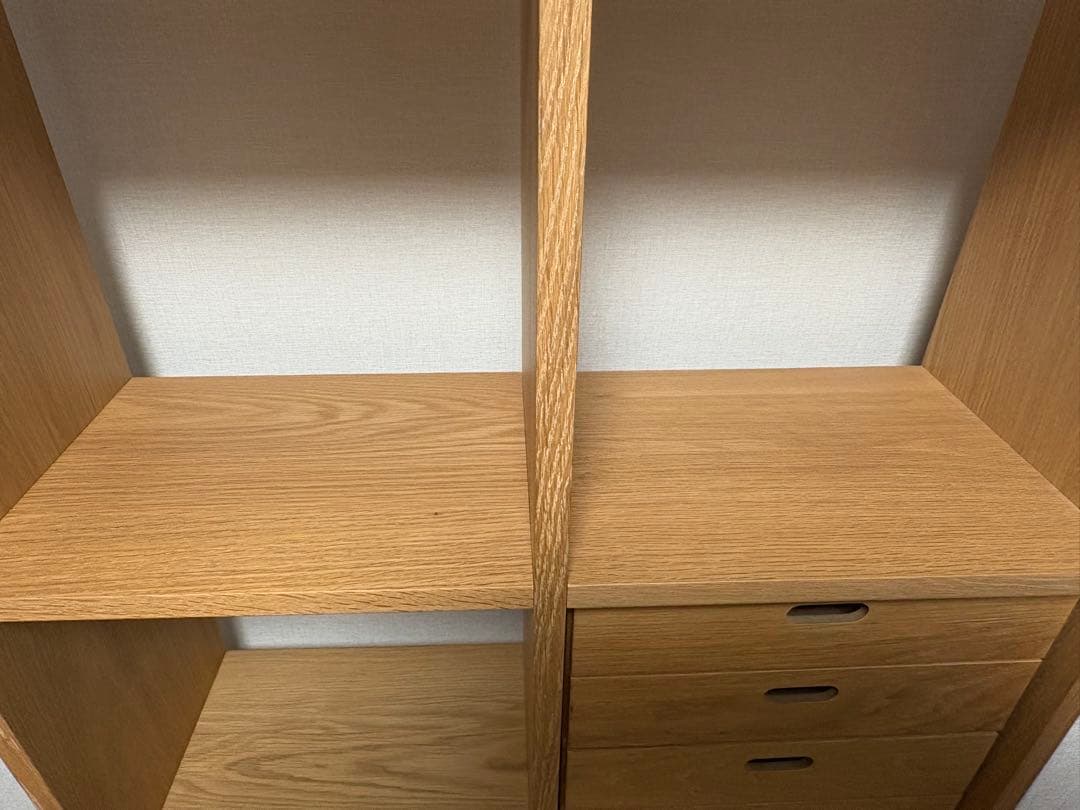 無印良品　スタッキングシェルフセット・５段×２列・オーク材　チェスト付き