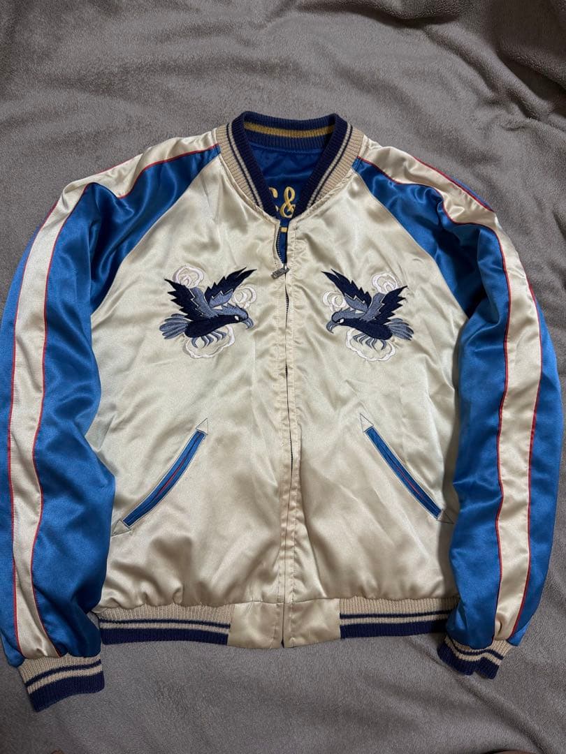 ２面用 テーラー東洋 虎 鷹 日本限定 スカジャン サテン vintage