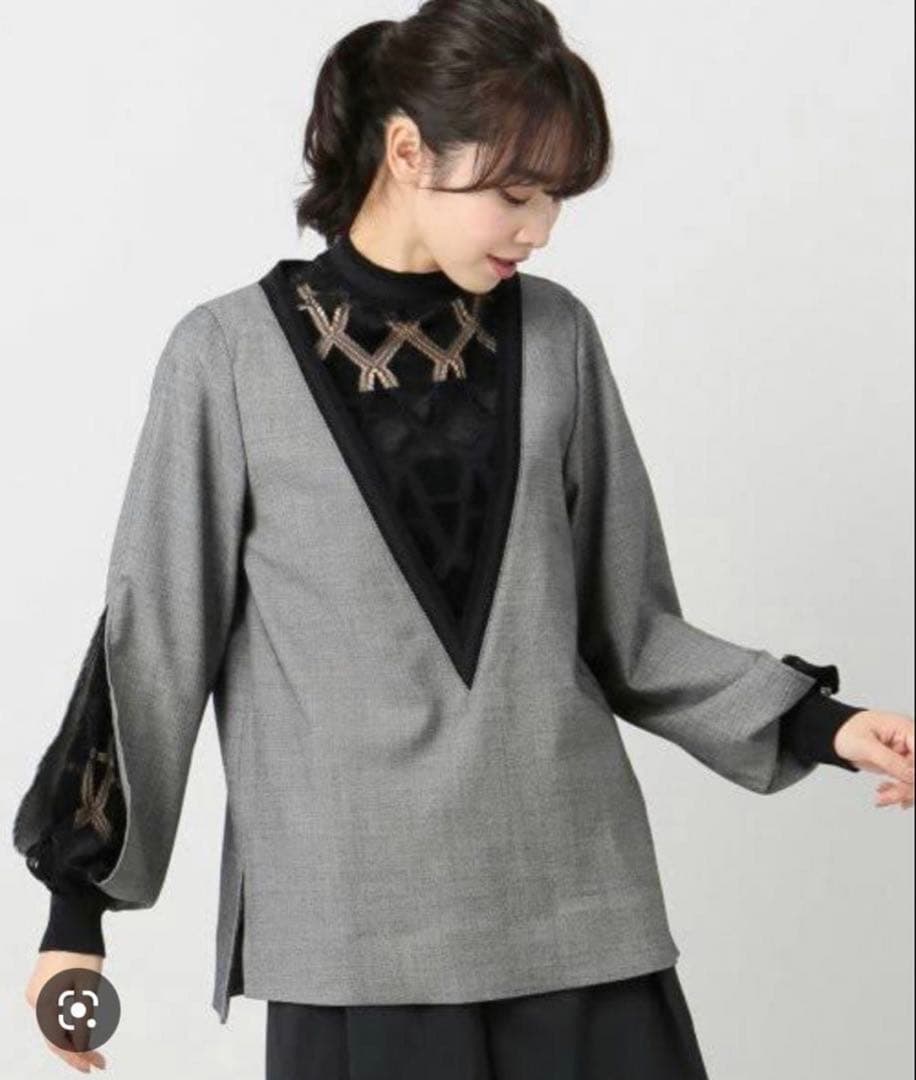 LOKITHO ロキト ハイネックレーストップス　ブラウス　秋冬　長袖　日本製