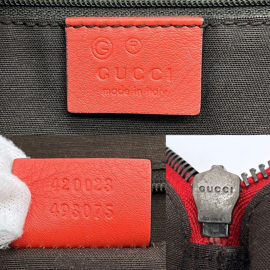 【GUCCI】ハンドバッグ　GG柄　グッチシマ　レザー　レッド