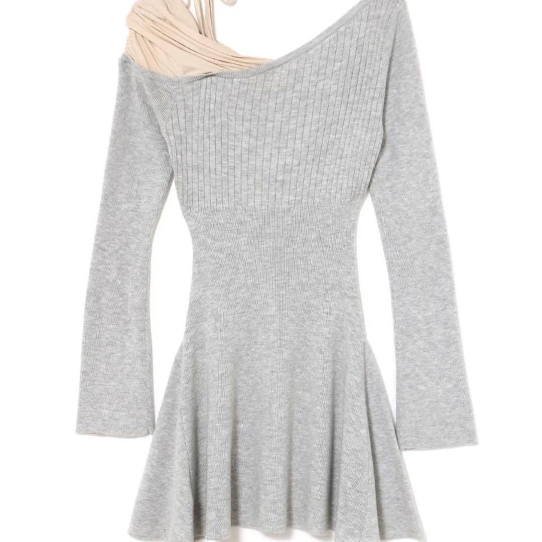 Helen knit flare mini dress グレー