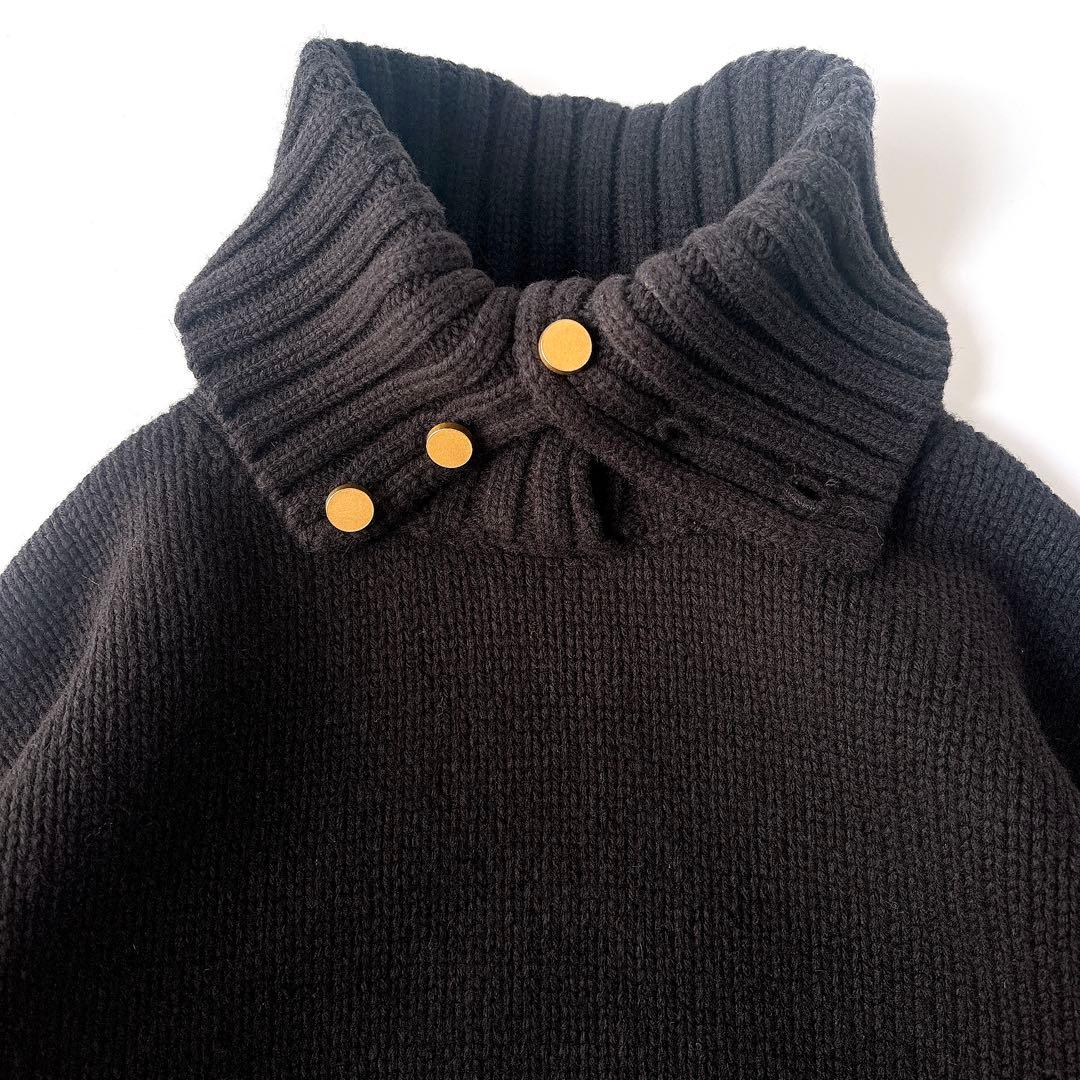 美品⁑スピックアンドスパン　ウール釦開きタートルネックニット　ブラック　黒　近年