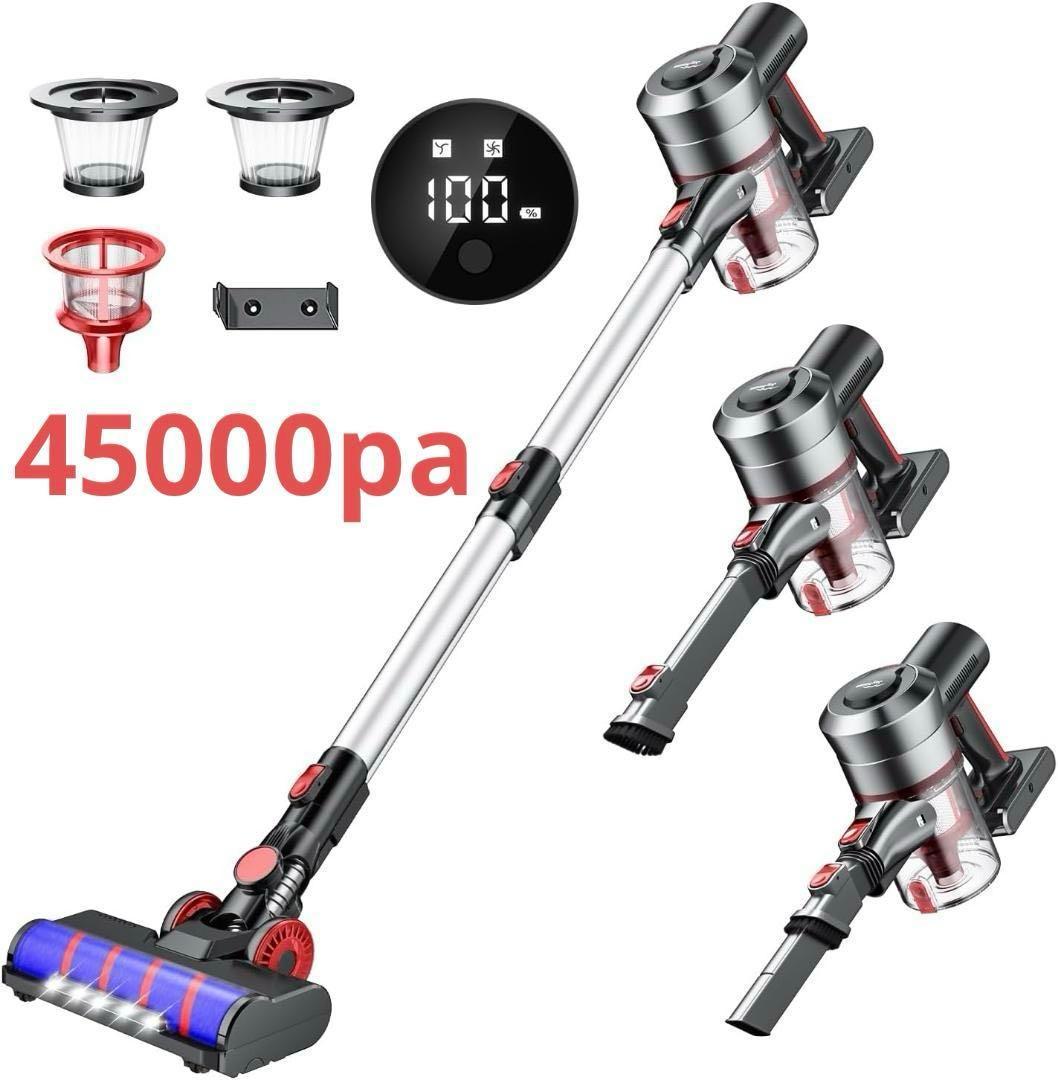 掃除機 コードレス スティッククリーナー 45000pa強力吸引 ハンディ掃除機