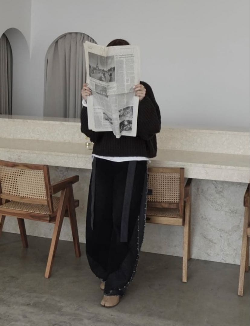 【完売品】Knuth Marf ツーバックルパッチワークデニム 黒　ユニセックス