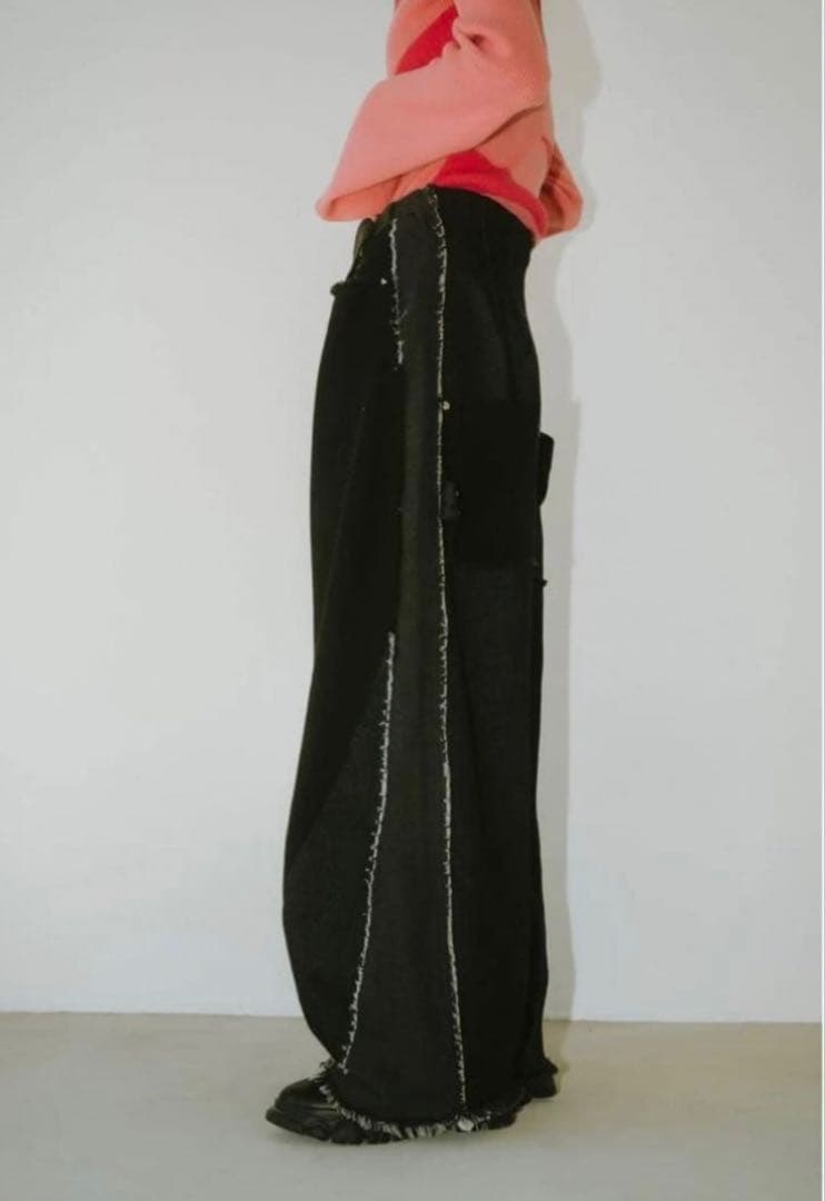 【完売品】Knuth Marf ツーバックルパッチワークデニム 黒　ユニセックス