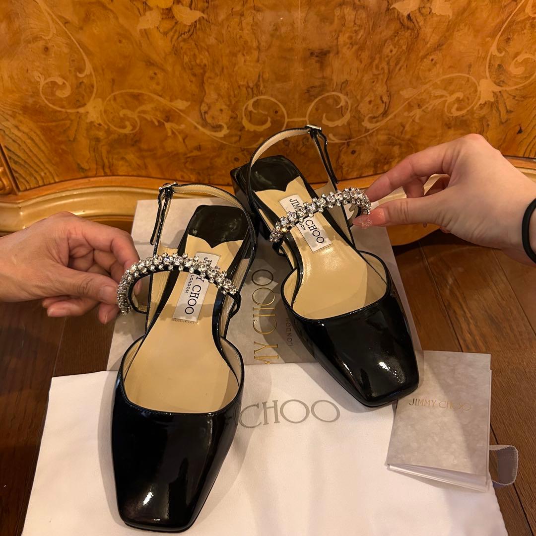 【Jimmy Choo】美品　22cm ブラックビジュー ミュール　スタッズ