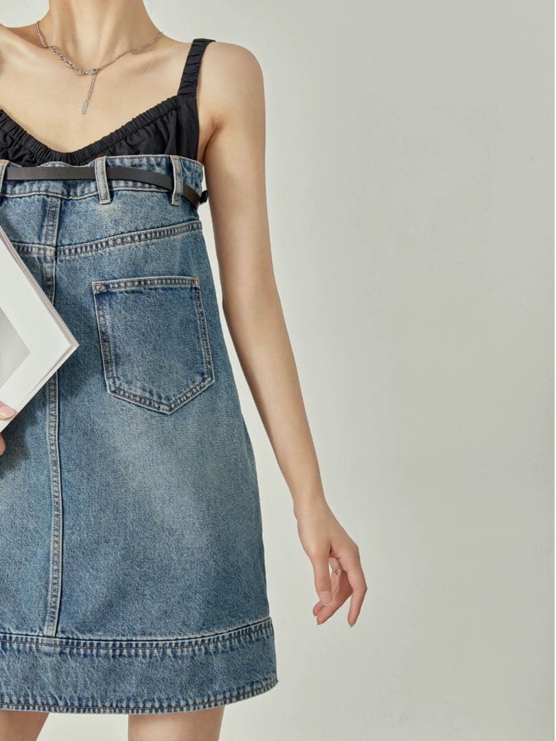 【LLL LAB】Denim Docking Cami Dress
