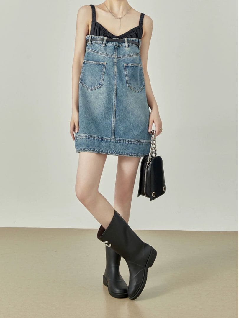 【LLL LAB】Denim Docking Cami Dress
