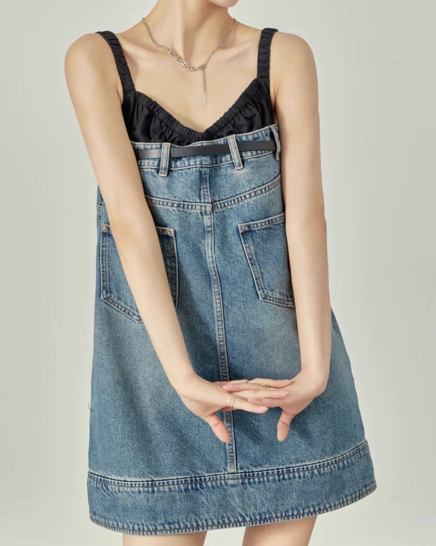 【LLL LAB】Denim Docking Cami Dress