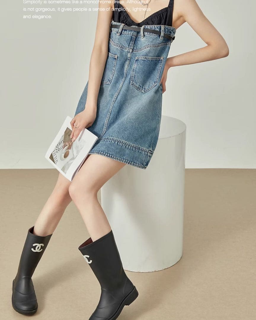 【LLL LAB】Denim Docking Cami Dress