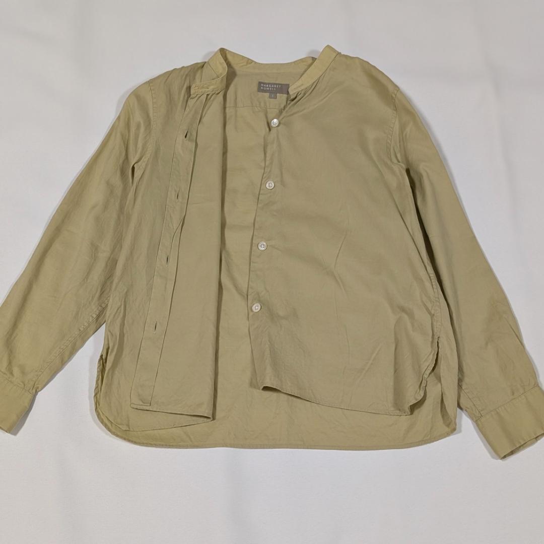 美品✨️マーガレットハウエル コットンシルク バンドカラー ライトグリーン1