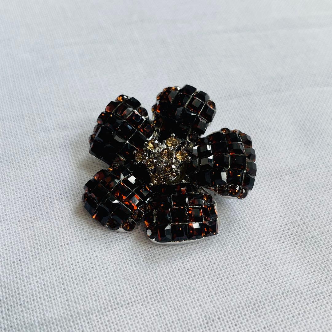 FOXEY お花　ブローチ FLEUR　ブラウン