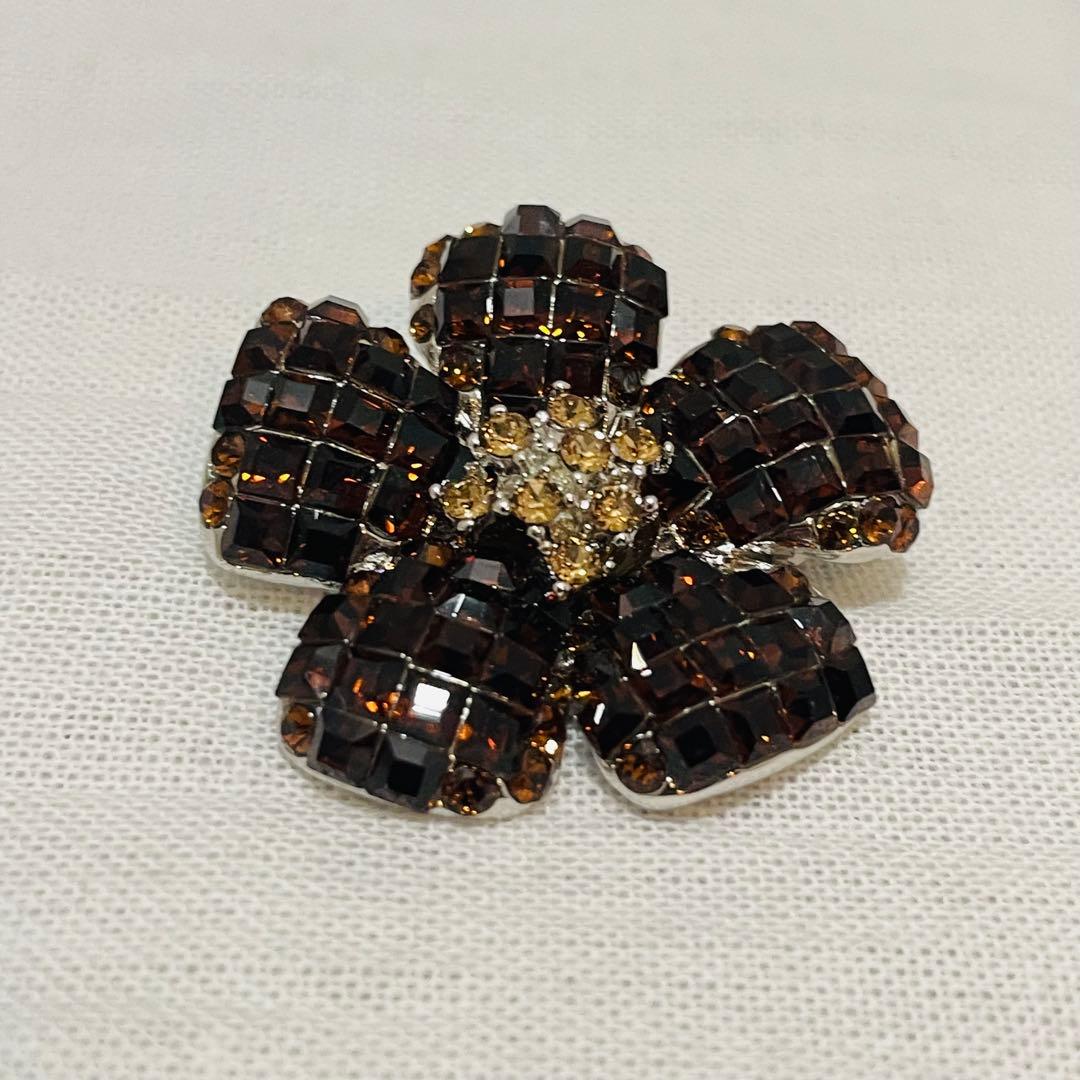 FOXEY お花　ブローチ FLEUR　ブラウン