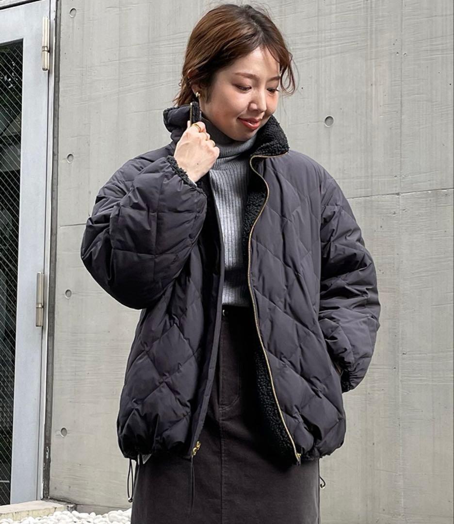 【TAION×UNFILO】リバーシブル ボアダウンジャケット グレー S 美品