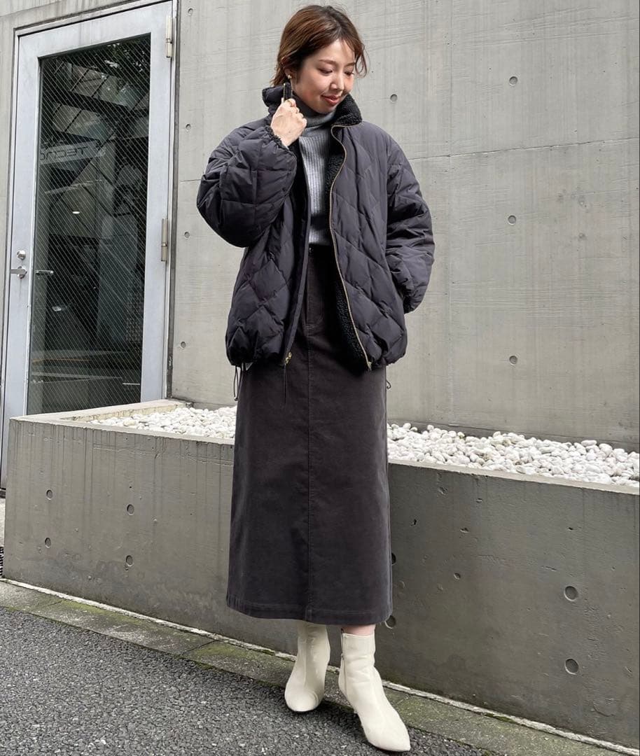 【TAION×UNFILO】リバーシブル ボアダウンジャケット グレー S 美品