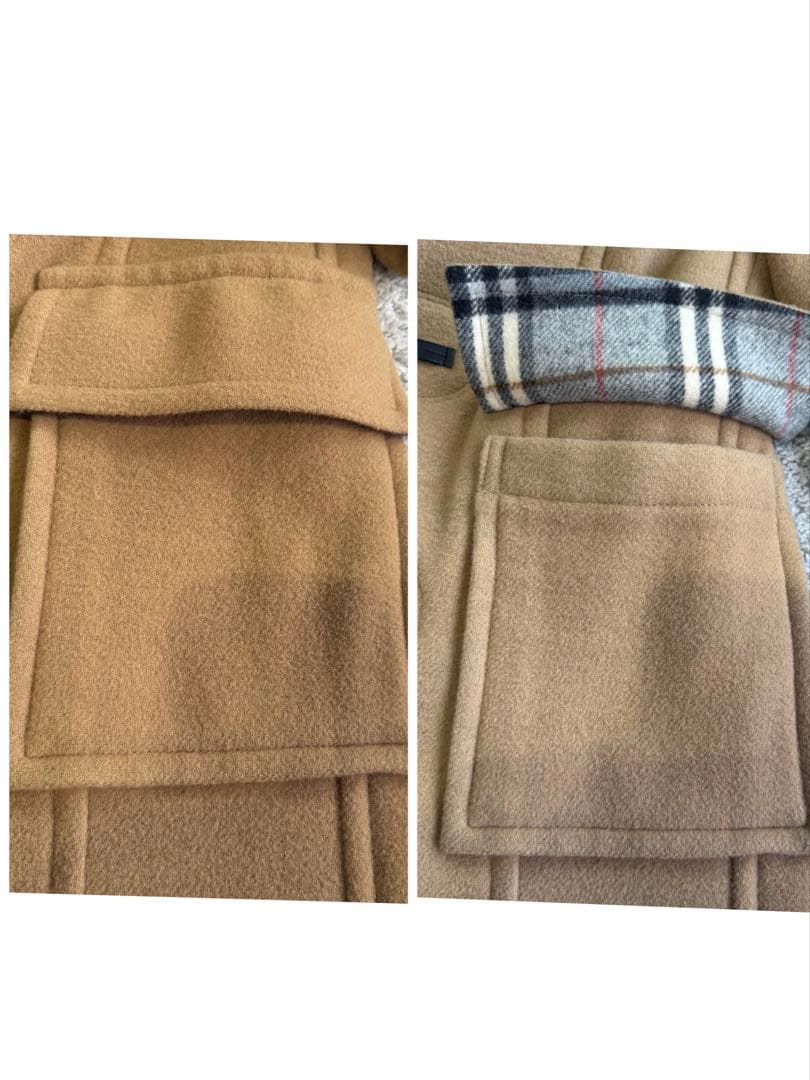 【バーバリーブルーレーベル】ダッフルコート　ロング　ファー　ノバチェック　茶