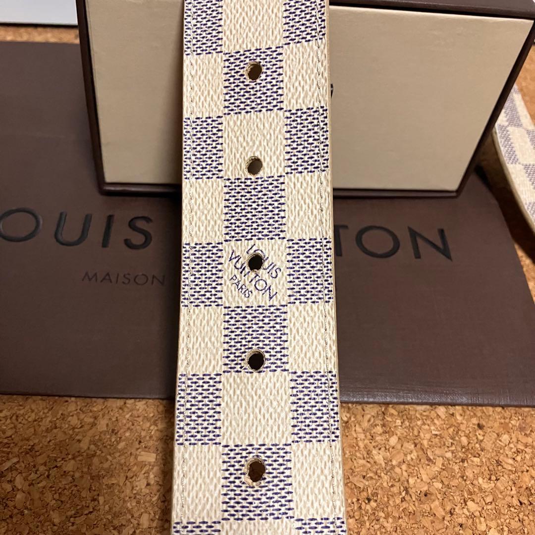【正規店美品】Louis VuittonベルトイニシャルLV アズールキャンバス