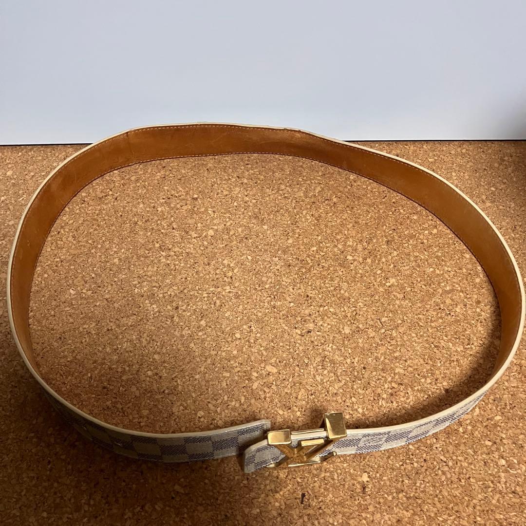 【正規店美品】Louis VuittonベルトイニシャルLV アズールキャンバス