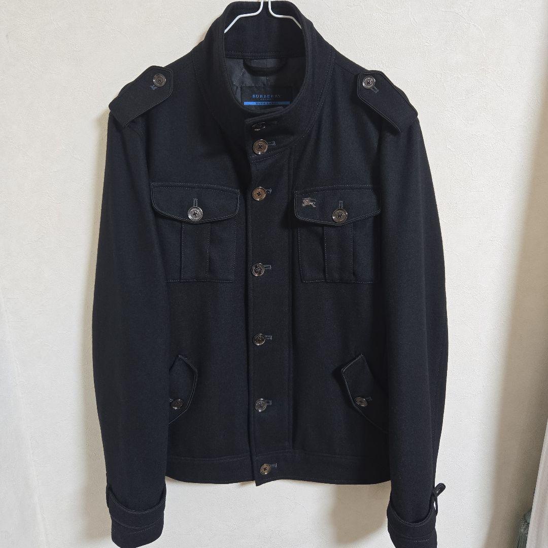 バーバリーブルーレーベル ウールコート ジャケット モノグラム 黒　M