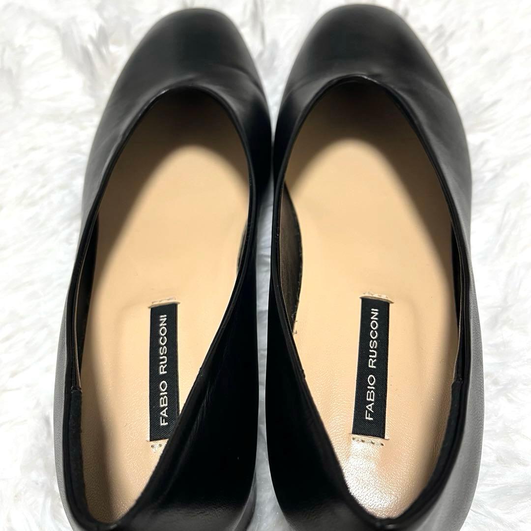 美品 ファビオルスコーニ スクエア Vカット パンプス 黒 ビジネス フォーマル