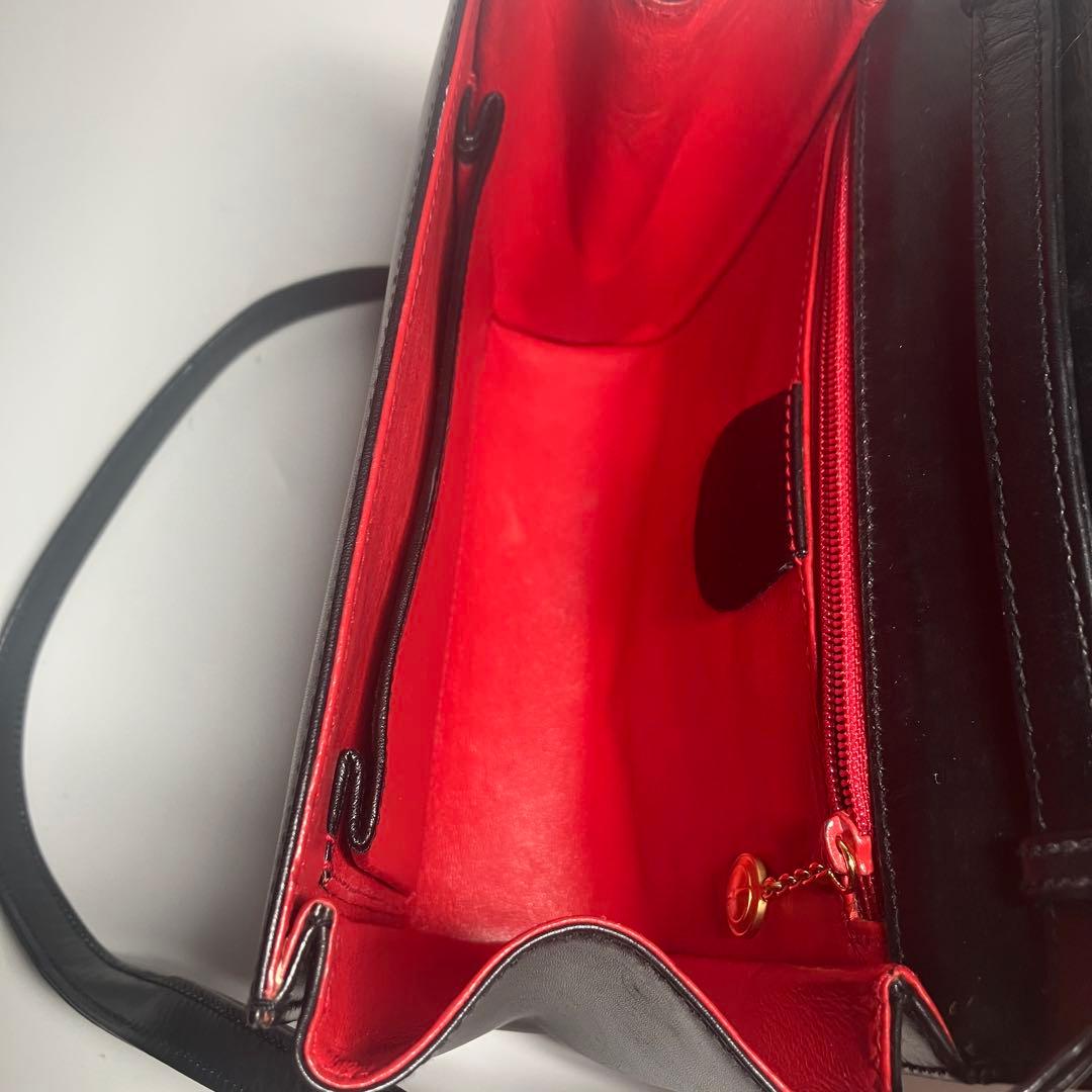 希少Gucci レザーショルダーバッグ ブラック オールドグッチ レアフォーマル