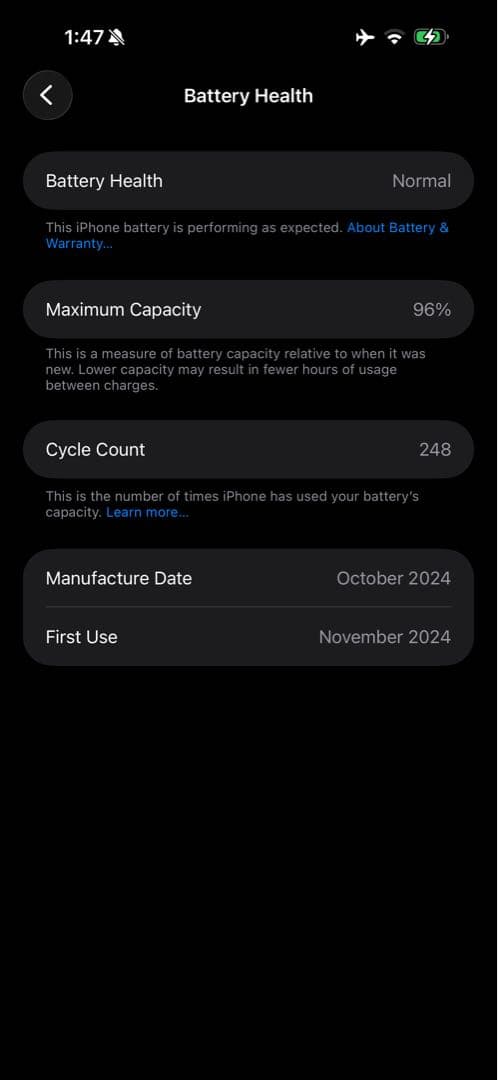 iPhone16 ProMax 1TB SIMフリー バッテリー98%