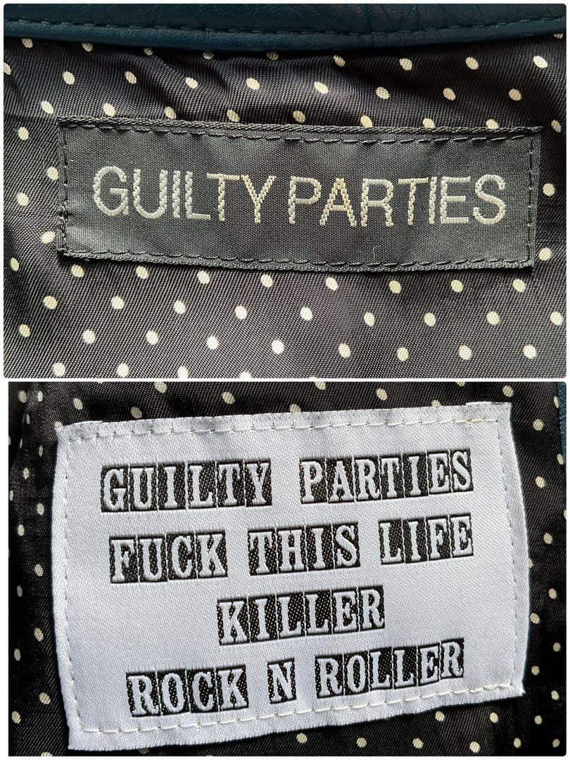 未使用級✨ワコマリア　レザージャケット　シングルライダース　ブルー　水玉柄　M