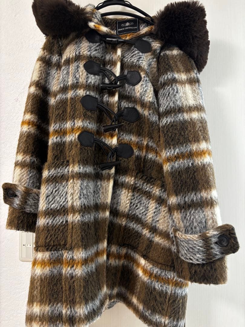 グレースコンチネンタル シャギー チェック ダッフルコート【定価9.6万】