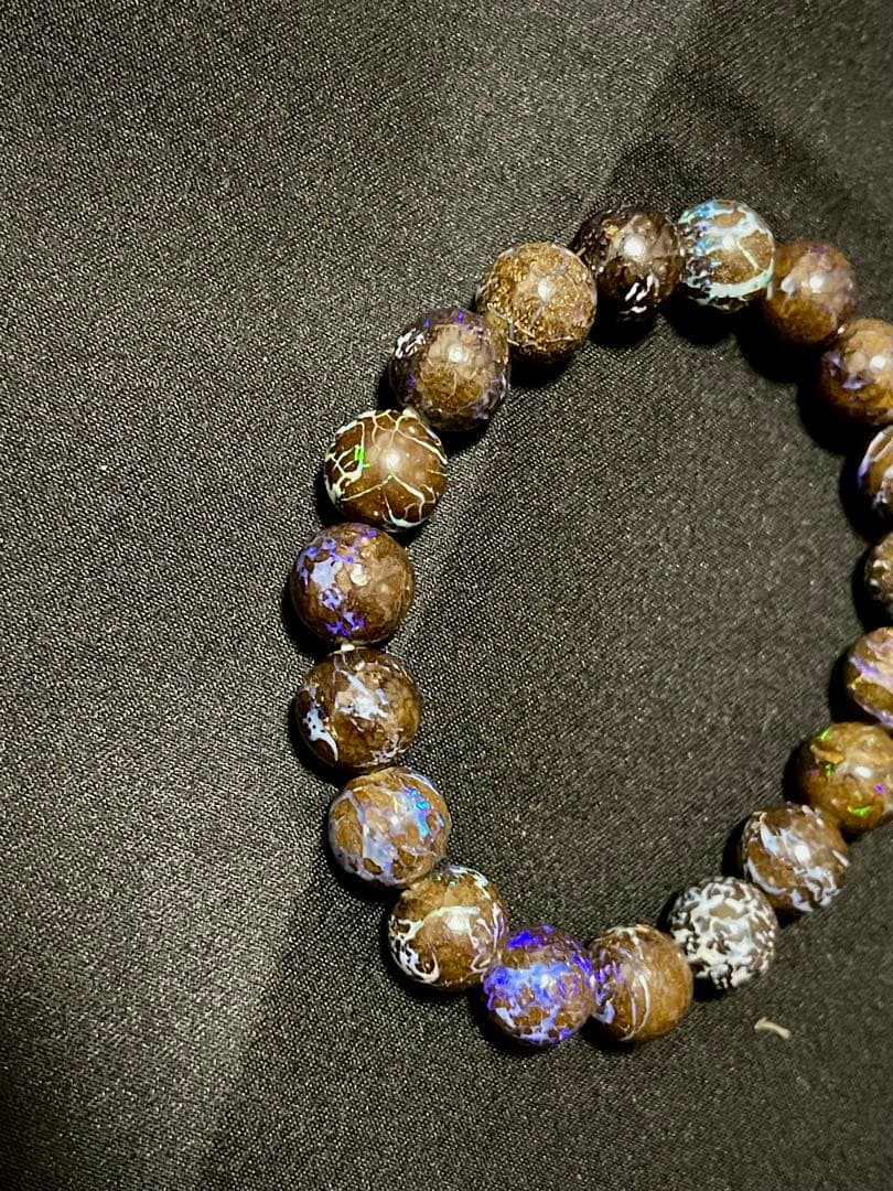 【極上品質】ボルダーオパール ブレスレット 10mm｜遊色入り・天然石