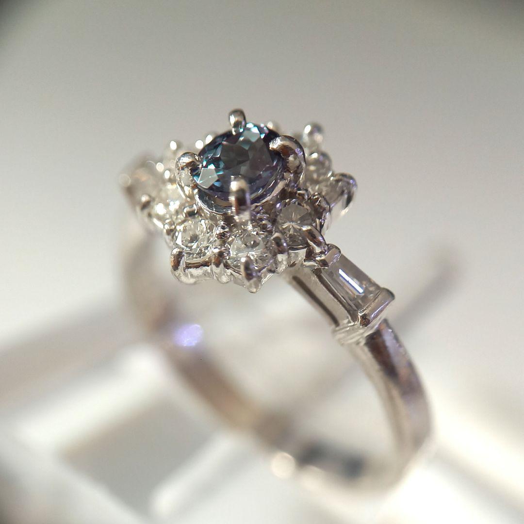 専用 Pt900 アレキサンドライト・ダイヤモンド リング