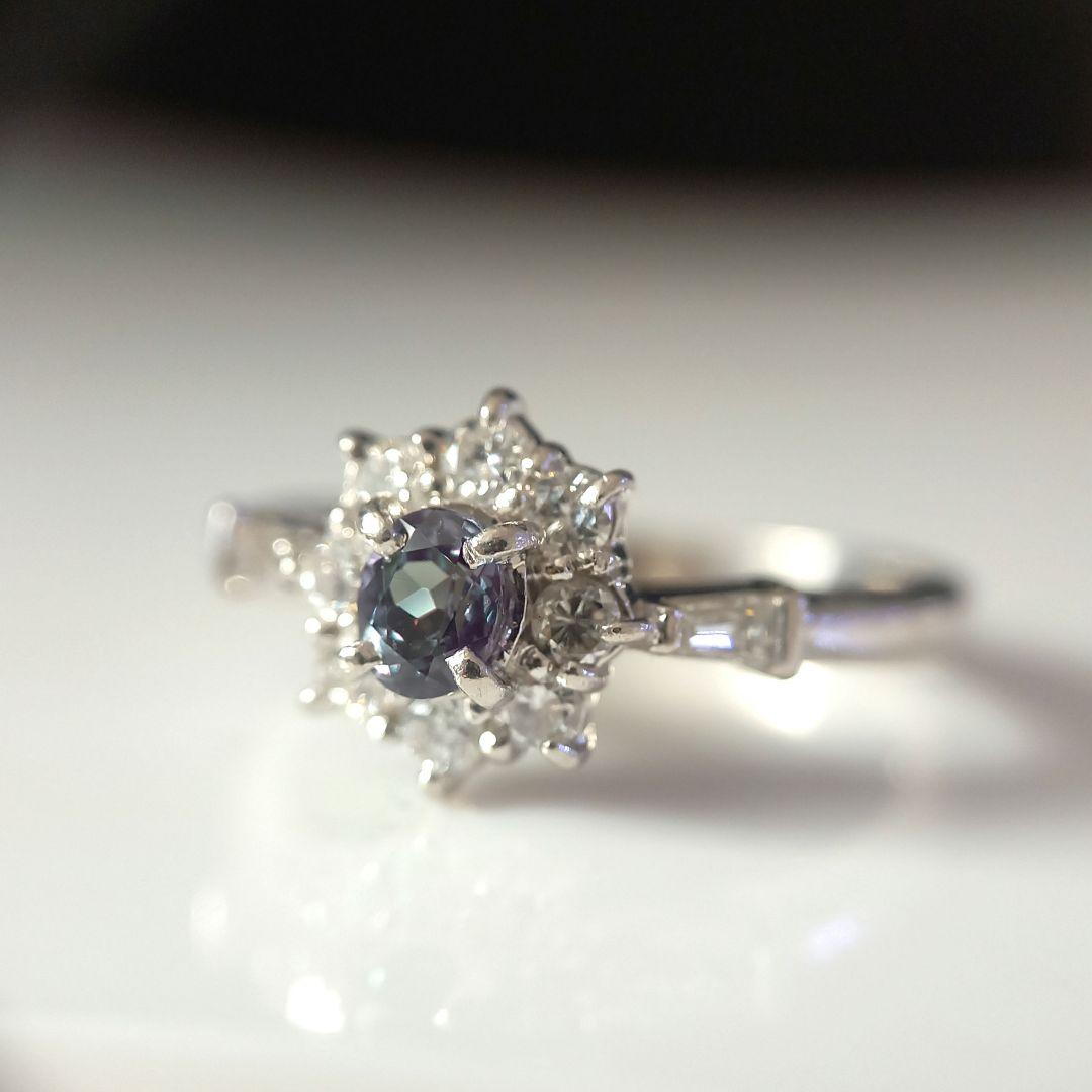 専用 Pt900 アレキサンドライト・ダイヤモンド リング