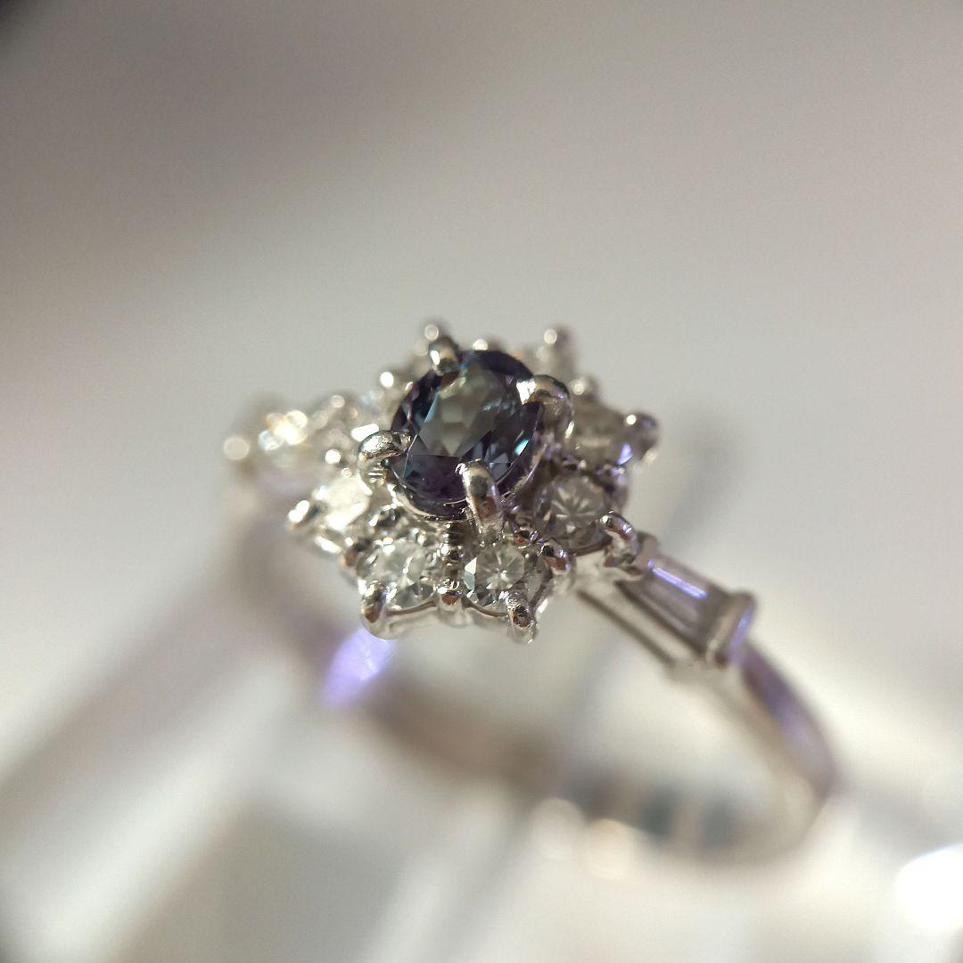 専用 Pt900 アレキサンドライト・ダイヤモンド リング