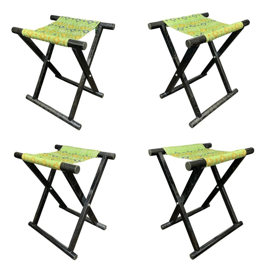 2脚セット 胡床 丸足 黒塗り 神具 神社 仏閣 和風 折りたたみ イス 椅子