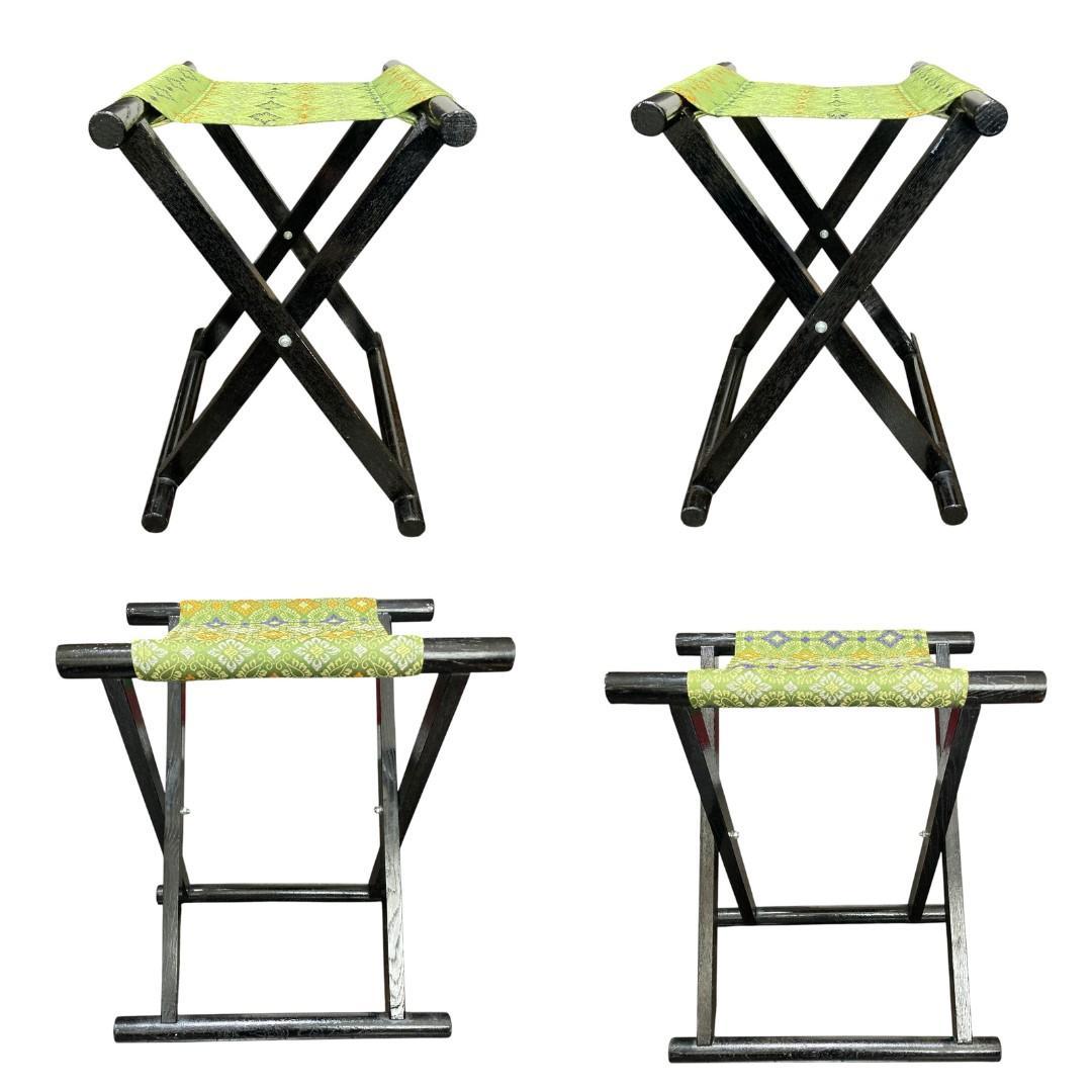 2脚セット 胡床 丸足 黒塗り 神具 神社 仏閣 和風 折りたたみ イス 椅子