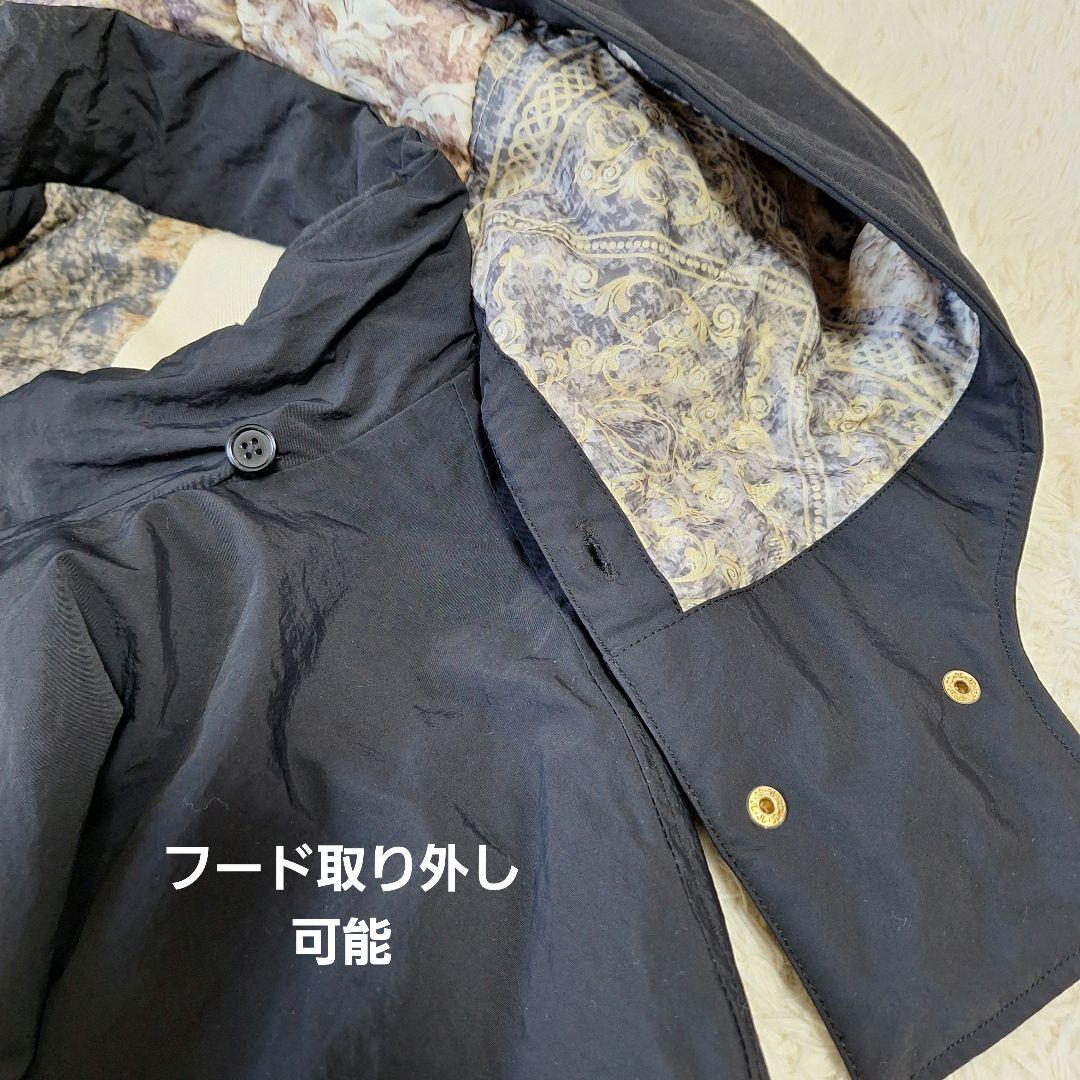 【極美品】メデジュウキュウ　リラックスモッズコート　 スカーフ柄裏地　黒　3
